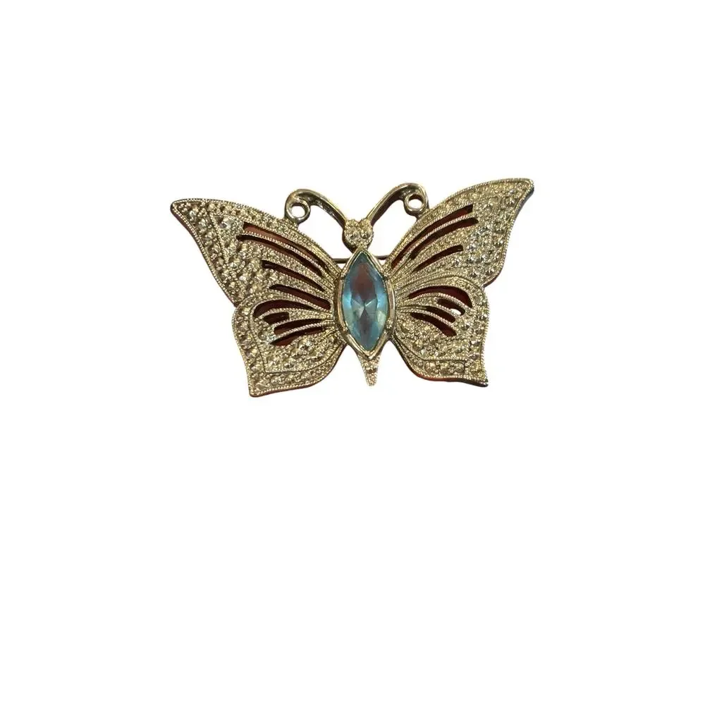 Blue Rhinestone Butterfly Brooch 1928 Jewelry Co Fairycore Statement Pin